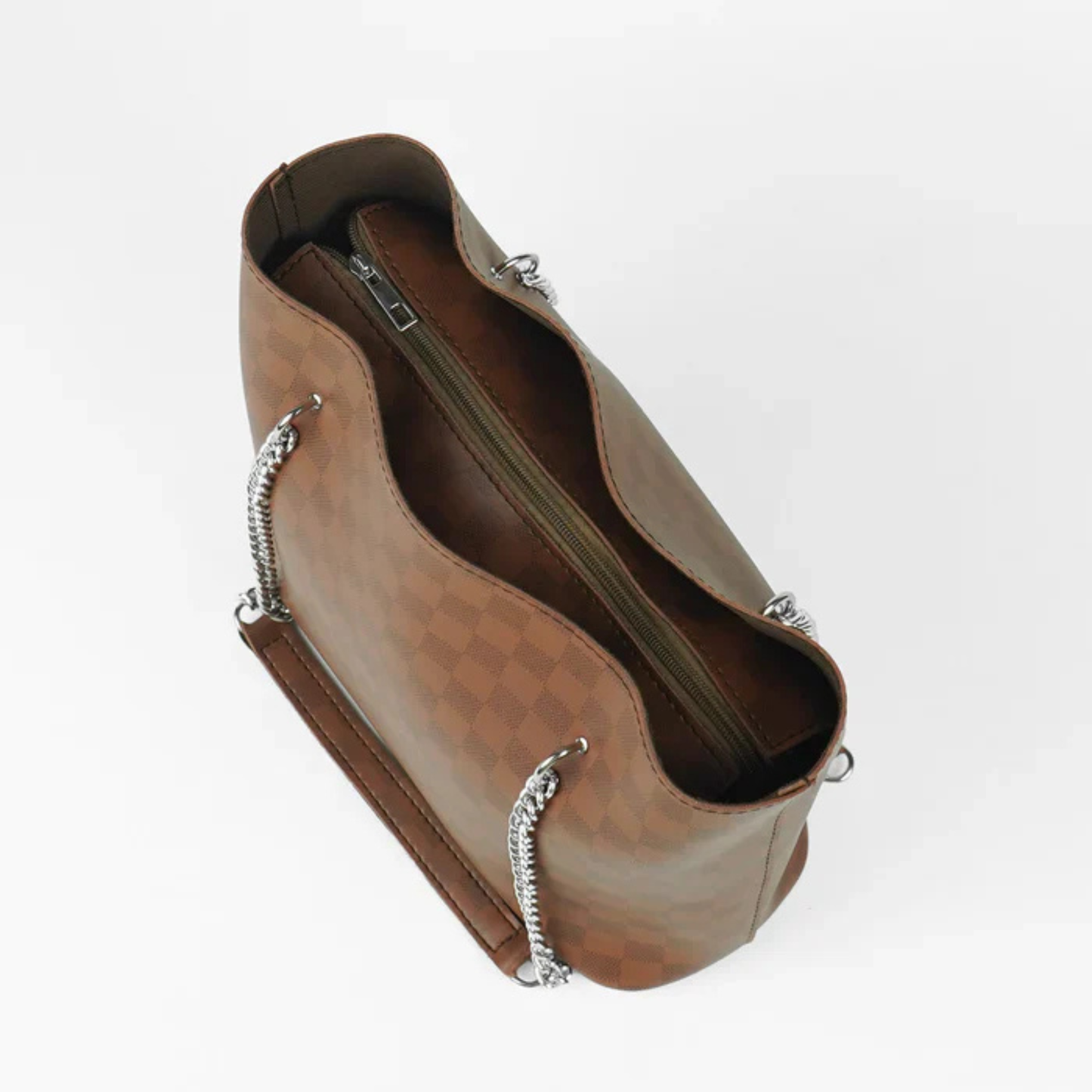 Leather Chain Shoulder Bag Brown