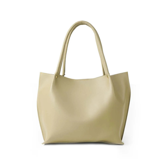 Leather Tote Bag Beige