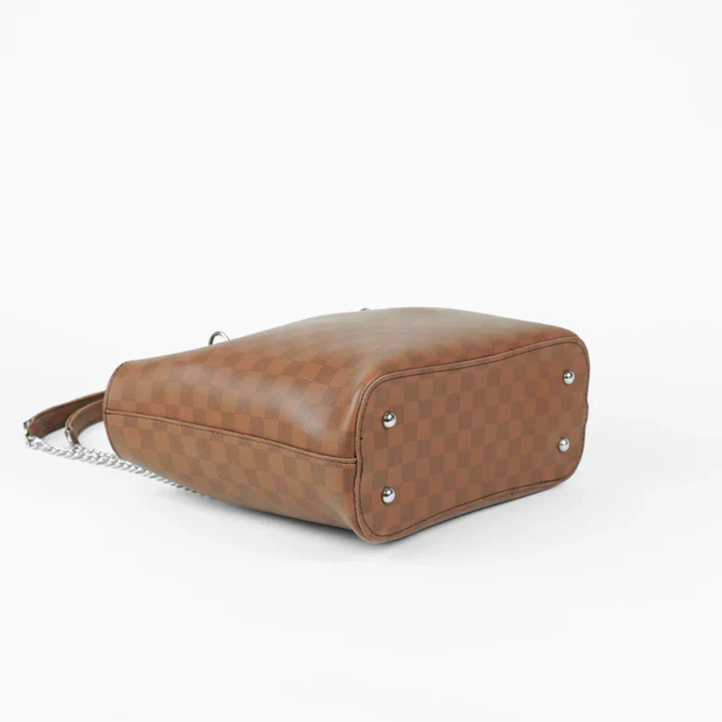 Leather Chain Shoulder Bag Brown