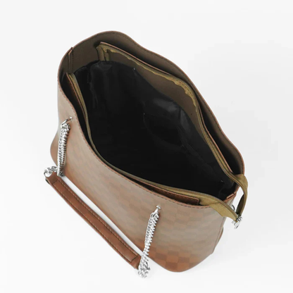 Leather Chain Shoulder Bag Brown
