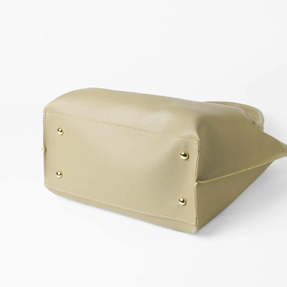 Leather Tote Bag Beige