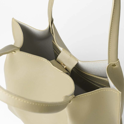 Leather Tote Bag Beige