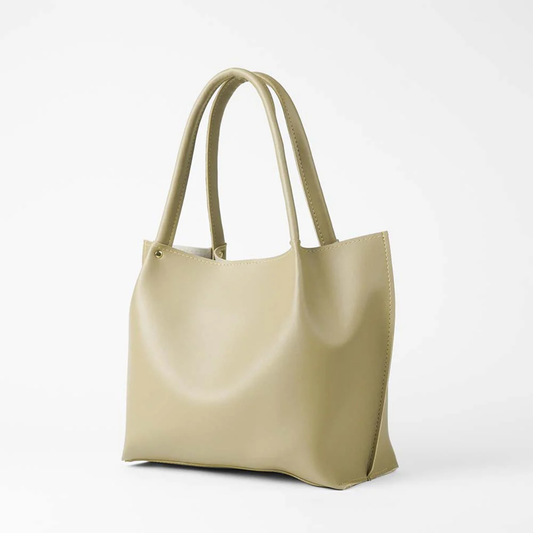 Leather Tote Bag Beige