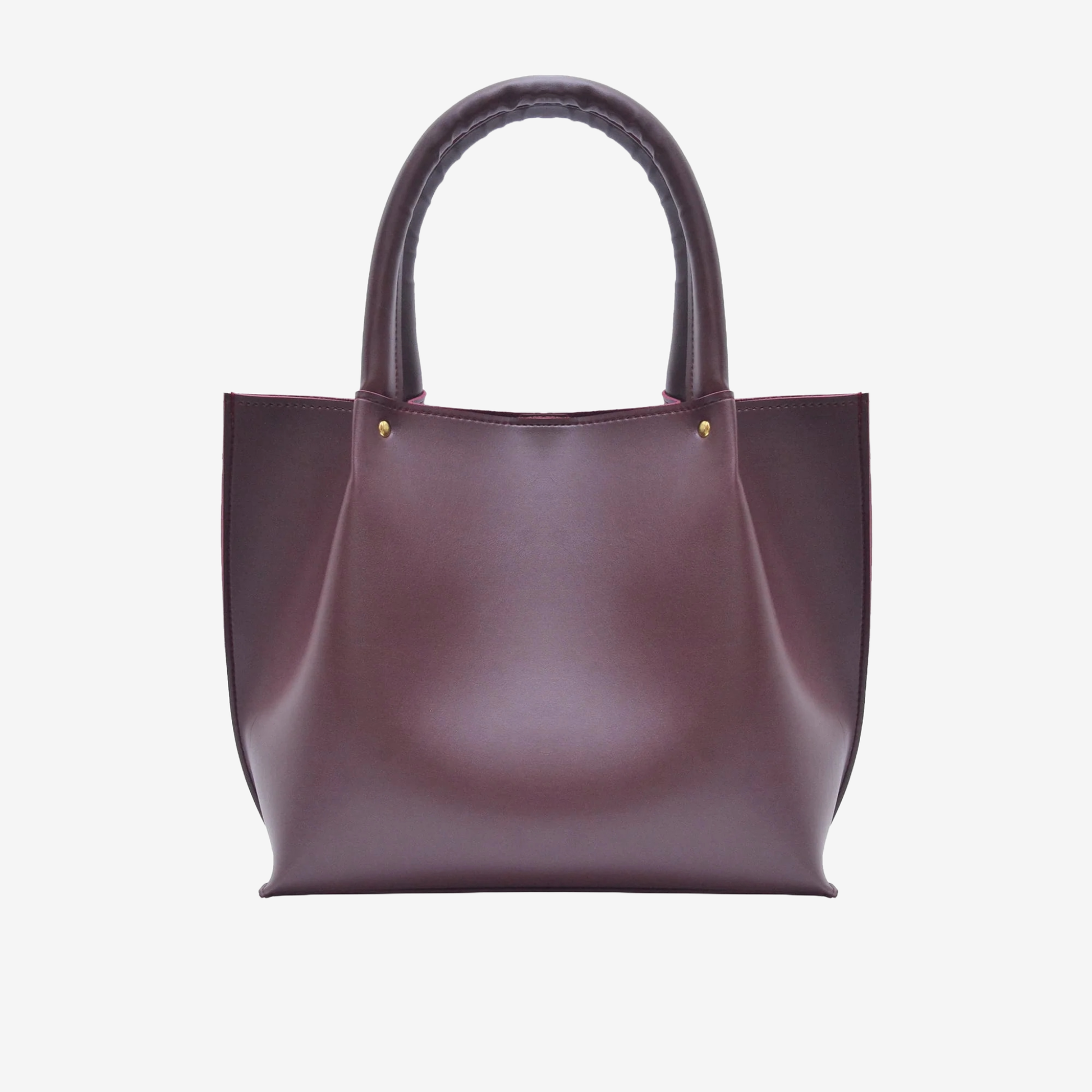 leather tote bag maroon with grey background
